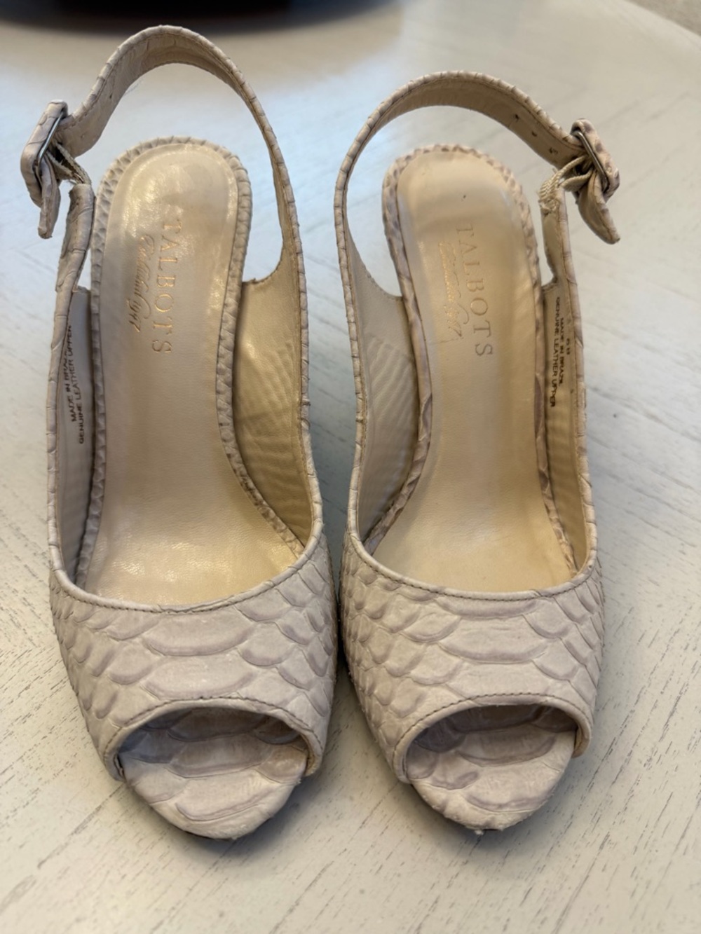 Talbots sling back heels. Snake skin. Size 6B